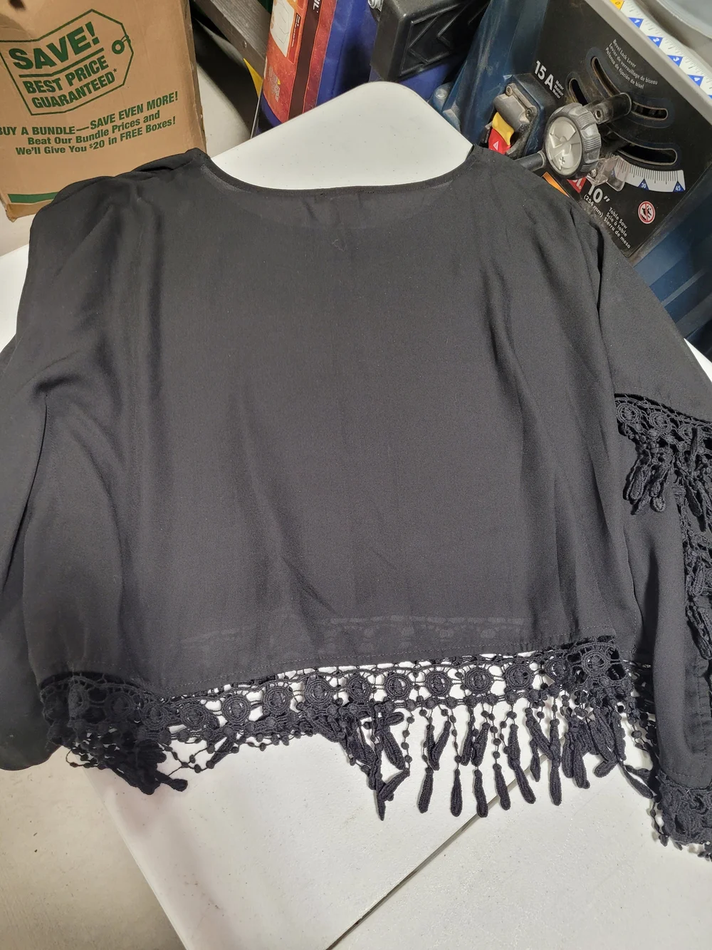 Forever 21 Black Crochet Fringe Tunic Top - Picture 3 of 3